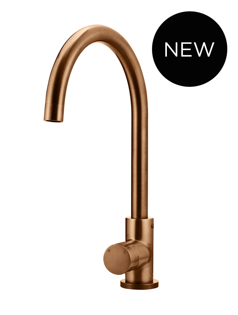 Round Gooseneck Kitchen Mixer Tap with Pinless Handle - Image 9