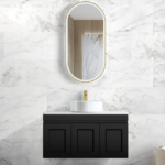 Hampton Mark II 900mm Satin Black Wall Hung Vanity