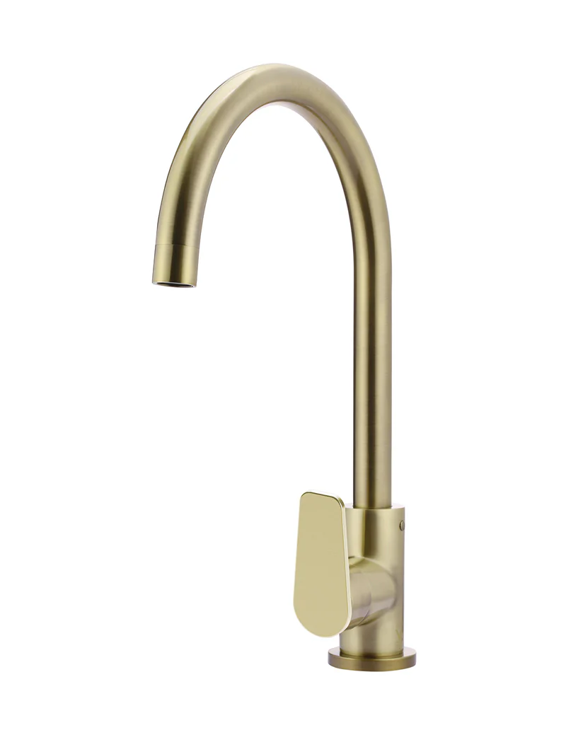 Round Gooseneck Kitchen Mixer Tap with Paddle Handle - Image 19