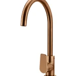 Round Gooseneck Kitchen Mixer Tap with Paddle Handle