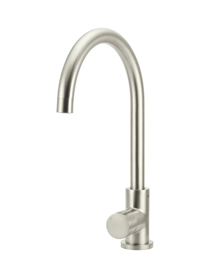 Round Gooseneck Kitchen Mixer Tap with Pinless Handle - Image 14