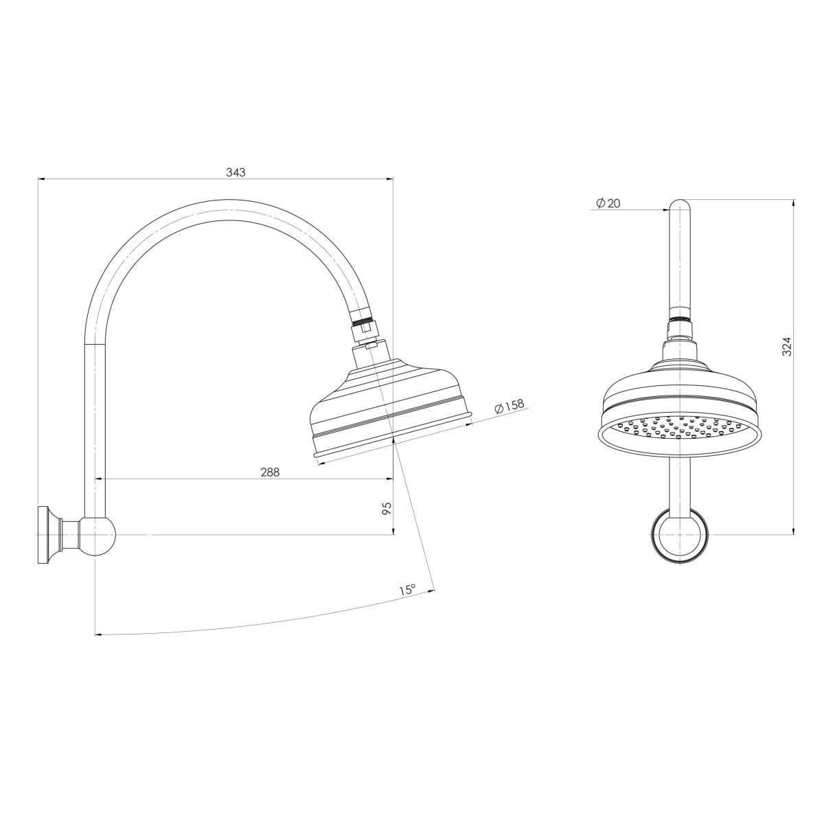 Cromford High-Rise Shower Arm and Rose - Image 5