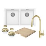 Sink Package 2 – Matte White Sink & Brushed Gold Mixer