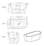 Mila Back to Wall Freestanding Bathtub 1400 - Image 4