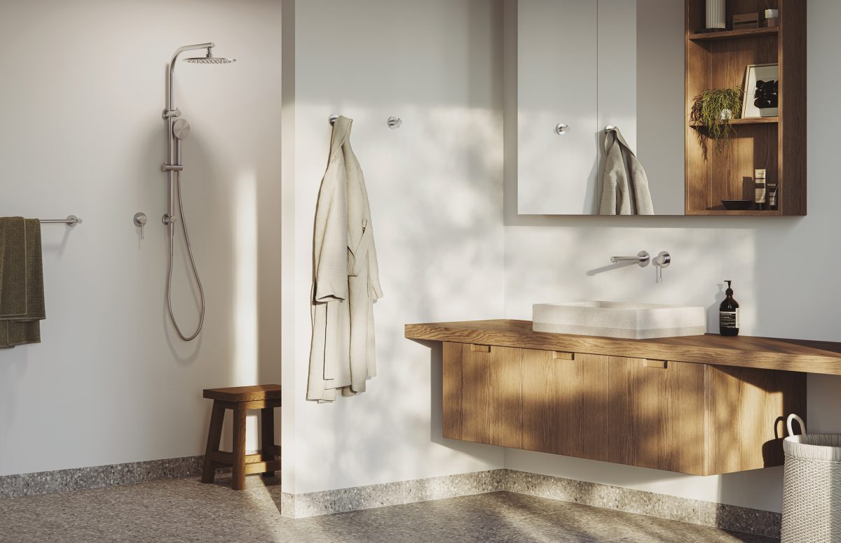 Vivid Slimline SS 316 Wall Basin / Bath Mixer Set 180mm - Image 3